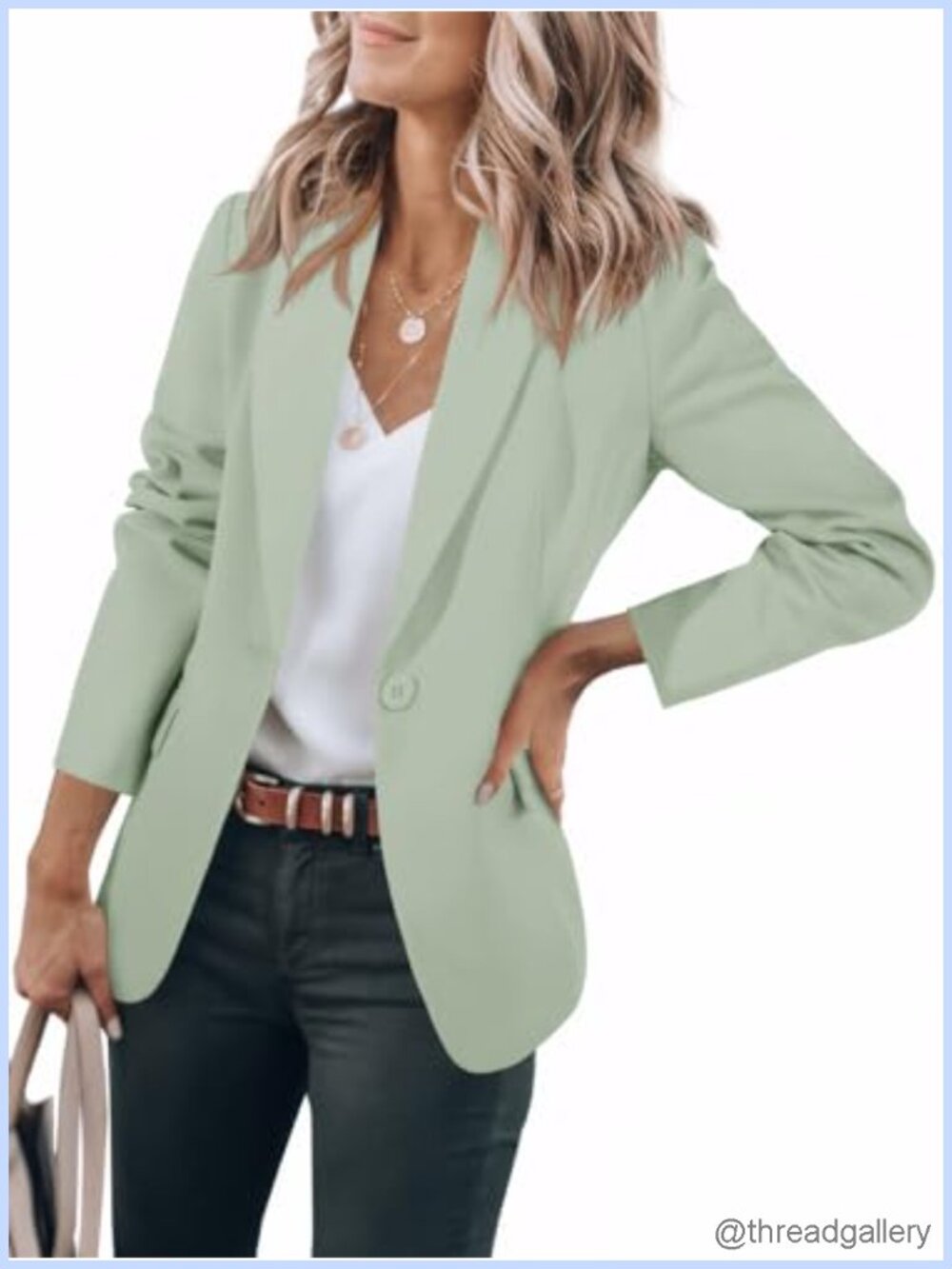 Womens Casual Blazer Long Sleeve One Button Slim Fit Suit Jacket Work Office